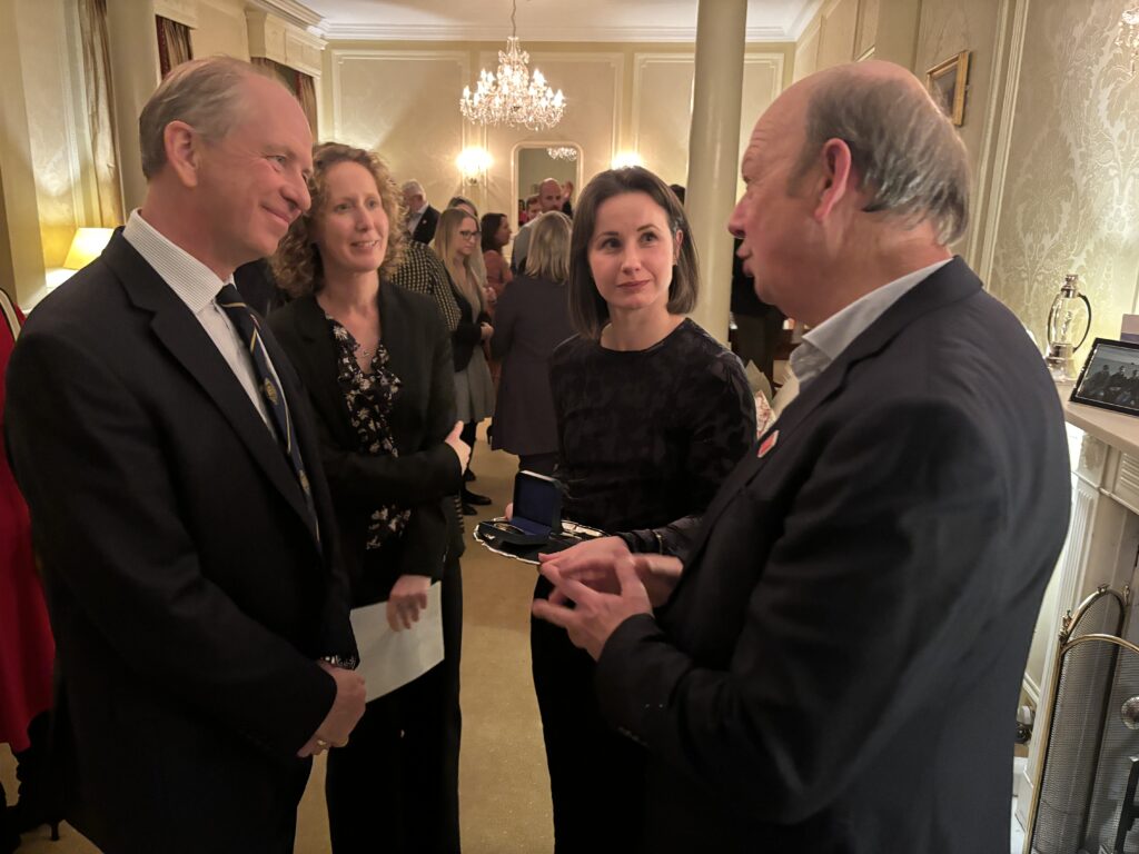 L-R His Excellency, Vice Admiral Jerry Kyd CBE, Tracey Bunn, Manager of Little Squirrel's Nursery, Wilma Allan Award Winner 2024, Beth Patterson and Award Sponsor, Gregor Allan